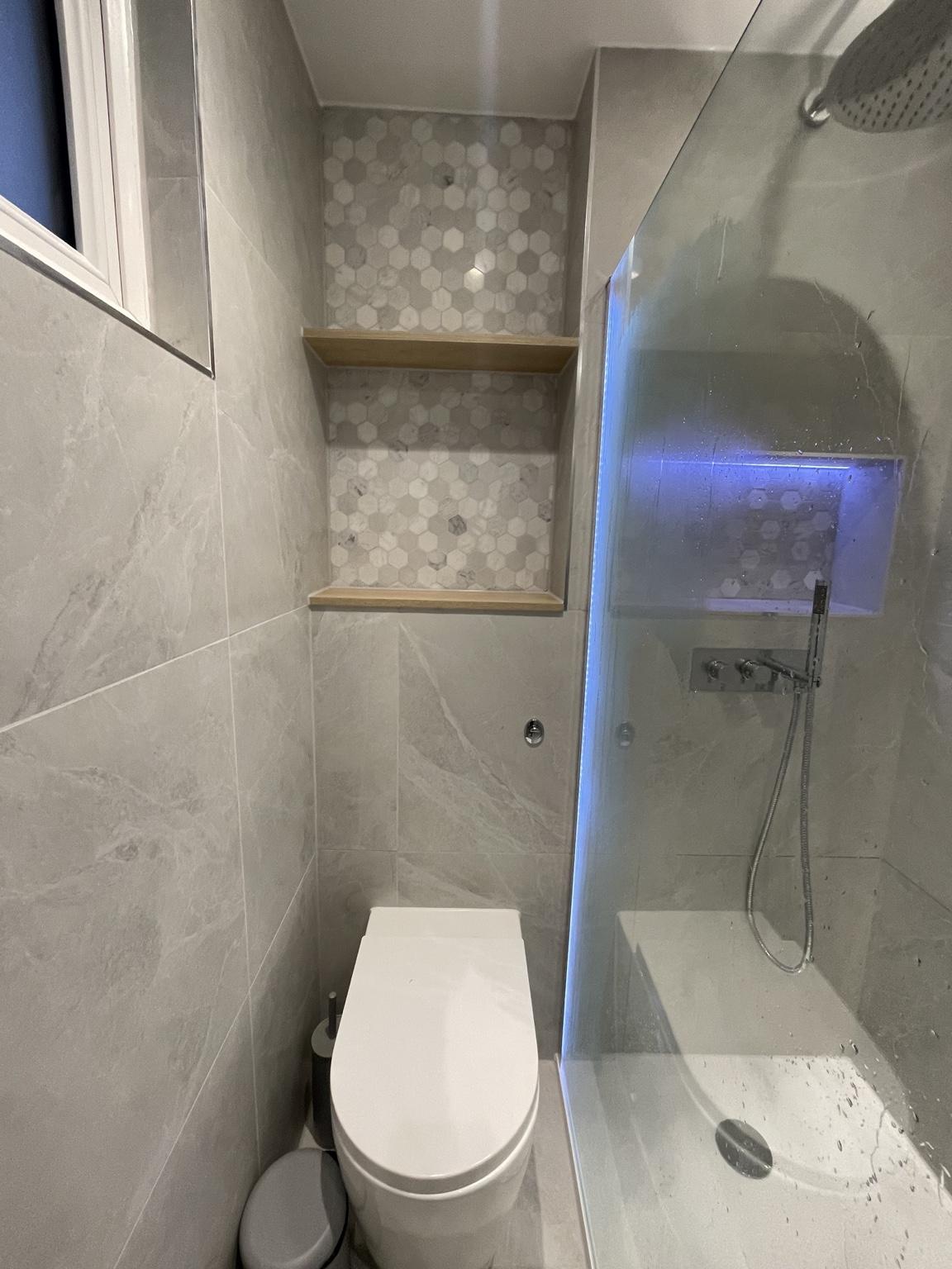 Completed shower and toilet
