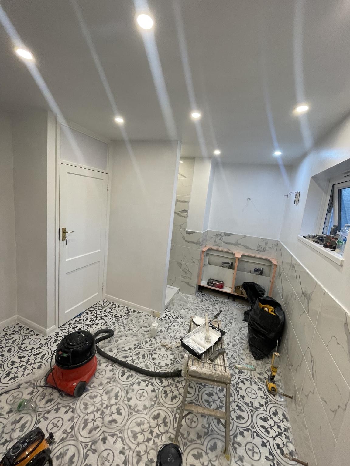 Patterned floor during installation